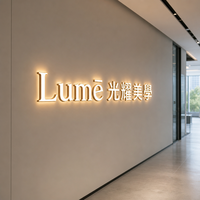 Panneau publicitaire LED miniature personnalisable, logo d'entreprise, mur d'image, fond en verre acrylique gravé, signalétique lumineuse