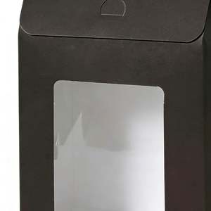 Bolsas de Papel Kraft Negras Personalizadas para Pasteles y Dulces con Diseño Personalizado, Ventana y Asas Troqueladas - Product Image 6