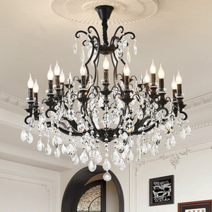 Suspension France en fer noir pour salon décoration de mariage îlot de cuisine lustre en cristal d'usine de luxe direct - Product Image 1