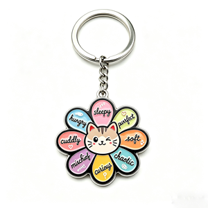 Llavero <span class=keywords><strong>de</strong></span> Metal Personalizado <span class=keywords><strong>de</strong></span> Alta Calidad con Diseño <span class=keywords><strong>de</strong></span> Gato, Perro y Flor, Bañado en Níquel, Esmalte Suave, para Llaves <span class=keywords><strong>de</strong></span> Coche - Product Image 2