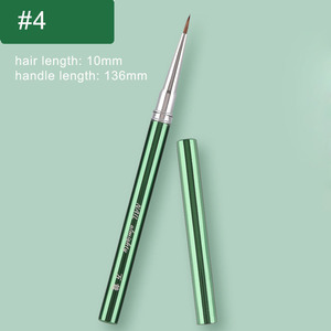 Green Metal Handle Nylon Nail Brush Flat Round Oval Ombre <b>Builder</b> Gel Fine Liner Brush for French Manicure - Product Image 6