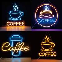 Enseigne néon en acrylique étanche pour tasses à café, logo personnalisé, signalétique pour café, bistro, devanture de magasin, affichage commercial