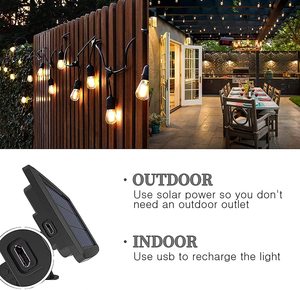 Guirnalda de <span class=keywords><strong>Luces</strong></span> <span class=keywords><strong>Solares</strong></span> <span class=keywords><strong>para</strong></span> Exteriores de Grado Comercial, Impermeable, de 10 m, con Bombillas LED S14, Iluminación Decorativa <span class=keywords><strong>para</strong></span> Jardín, Patio y Terraza - Product Image 3