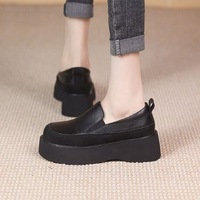 Mocassins pour femmes, style rétro, semelle épaisse, semelle extérieure en caoutchouc, polyvalents, style britannique, chaussures décontractées pour femmes, OEM