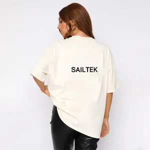 Женская Плотная хлопковая футболка с коротким рукавом, высококачественные женские футболки из 100% хлопка с принтом на заказ
