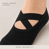 Chaussettes de yoga antidérapantes personnalisées pour jeunes, avec grip, OEM, à bout ouvert, à brides croisées, respirantes, invisibles, vente en gros