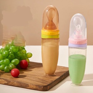 Ensemble de biberons cuillères d'alimentation en silicone pour bébé, distributeur de nourriture complémentaire à presser, portable et réutilisable pour nourrissons - Product Image 6
