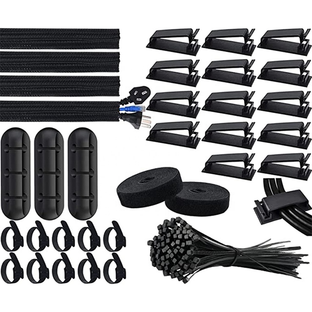 Dibaigou 134-Piece Plastic Cable Management Kit Wire Organizer Sleeve Hook for TV PC Office Desk for Computer Cable Organization