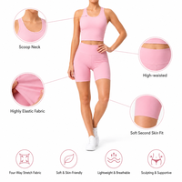 Ensemble de yoga 2 pièces pour femme : débardeur court dos nageur avec soutien-gorge intégré et short cycliste taille haute – Idéal pour la gym, le yoga et les tenues décontractées quotidiennes