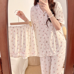 Ensemble de pyjamas pour femmes à imprimé floral 2025, pyjama en coton pour femmes, 3 en 1, pyjama de nuit, pyjama, ensembles de pyjamas, pijamas mujer, vêtements de nuit pour femmes - Product Image 4