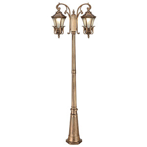 Lampadaire de jardin extérieur en fer avec abat-jour en verre LED, lumière blanc chaud 2700K, IP66, ampoule A19 non amovible, détecteur de mouvement, alimenté par énergie solaire - Product Image 1