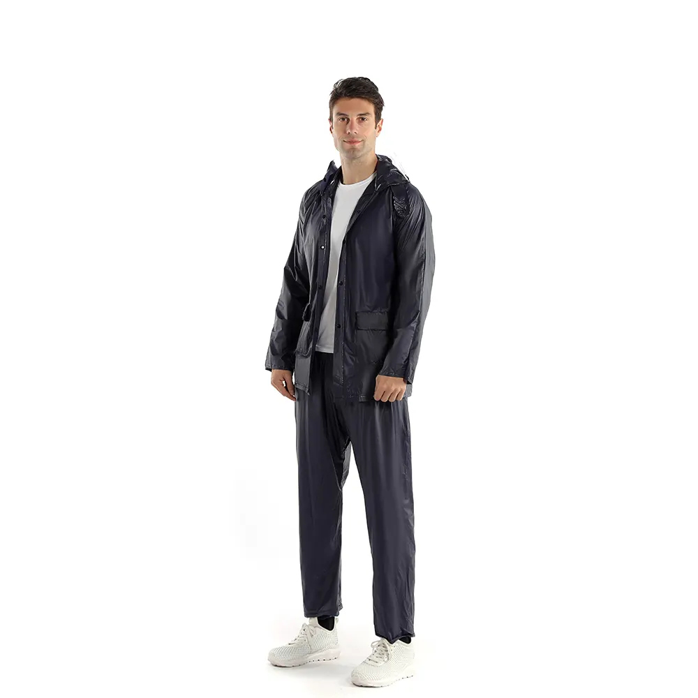 Hot Sale Customized Design PVC Waterproof and Windproof Rainsuit XXL Raincoat for Adult Outdoor Rainwear