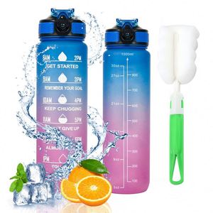Wholesale Custom Eco-Friendly <b>Large</b> Plastic Bpa Free Motivational Water Bottle With Push Button - Product Image 5