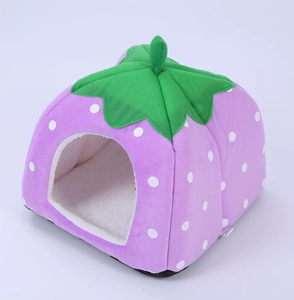 Rumah hewan peliharaan lipat bentuk stroberi bunga empat musim kandang anjing semi-tertutup sarang mewah pendek multi-spesifikasi - Product Image 2