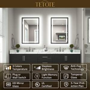 Espejo de baño con iluminación LED de tono natural suave, imita la luz del día para una precisión de color real al arreglarse - Product Image 2