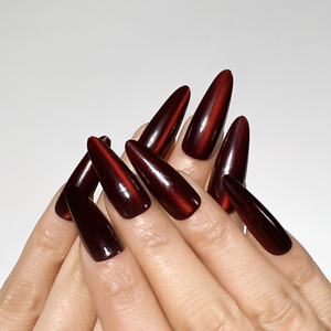 <span class=keywords><strong>Uñas</strong></span> Postizas Personalizadas Rojas y <span class=keywords><strong>Negras</strong></span> con Diseño de Ojo de Gato, <span class=keywords><strong>Uñas</strong></span> Artificiales de Alta Calidad para Mujer - Product Image 6