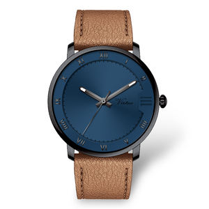 Virtue <span class=keywords><strong>Rose</strong></span> Or En Acier Inoxydable Bracelet En Cuir Montre Logo Personnalisé Grand Cadran Quartz Minimalisme Ultra Mince Mode Unisexe - Product Image 3