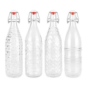 تصميم ملمس فاخر بسعر جيد من المصنع زجاجة زجاجية علوي متأرجح للمشروبات والنبيذ بغطاء سيراميك/بلاستيك 1 لتر - Product Image 2