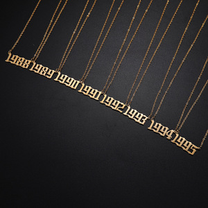 Oldภาษาอังกฤษ 1980 ถึง 2024 18K Gold Platedจํานวนสร้อยคอจี้เครื่องประดับสแตนเลสBirthปีสร้อยคอสําหรับ<span class=keywords><strong>วัน</strong></span><span class=keywords><strong>เกิด</strong></span> - Product Image 3