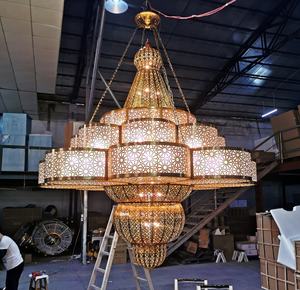 아랍어 골동품 황동 모스크 프로젝트 샹들리에 호텔 대형 램프 공장 사용자 정의 빈티지 펜던트 조명 - Product Image 2