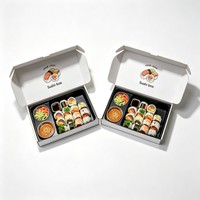 Boîte à sushi en papier blanc avec logo personnalisé, emballage à emporter avec insert séparateur pour sushi et sashimi, vente en gros