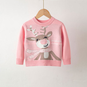 FNJIA Custom Children's Winter Sweater Europe America Cartoon <strong>Christmas</strong> Deer Pullover <strong>Jumper</strong> <strong>for</strong> <strong>Girls</strong> Knitted Design - Product Image 2