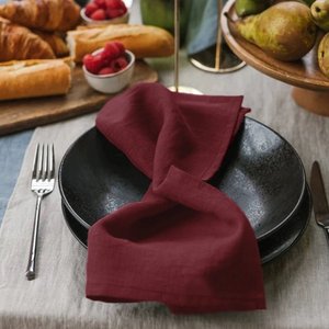 <span class=keywords><strong>Tovaglioli</strong></span> in Cotone Rosso Borgogna all'Ingrosso, Stile Vintage Europeo per Feste Natalizie, Ecologici - Product Image 3