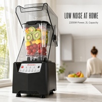 Mixeur Commercial Robuste Entièrement Automatique à Vitesse Variable, Machine à Smoothies et Broyeur à Glace 2L, Hachoir à Six Lames Sans BPA