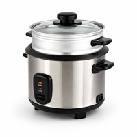 Cuisinière à riz électrique portable de 0,6 L à 2,8 L avec fonction de maintien au chaud automatique, revêtement antiadhésif, boîtier en acier inoxydable, comprend une tasse doseuse