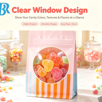 Sacs d'emballage personnalisés refermables à fermeture éclair pour bonbons, sachets en papier kraft avec fenêtre, pour bonbons suédois, bonbons à emporter, avec logo, sacs à fond plat