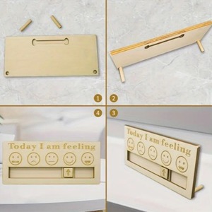Letrero de Madera Plano 2D con Expresión de Emociones, <span class=keywords><strong>Hoy</strong></span> Me Siento con 5 Símbolos de Emociones, Decoración Educativa para Pared y Regalo Familiar - Product Image 3