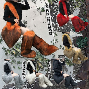 Botas de Invierno para Mujer con Forro de Piel Sintética, Plantilla TPR, Lindo Bolso en Forma de Corazón, Botas de Nieve Cálidas con Plataforma y Bolso de Peluche para Niñas - Product Image 3