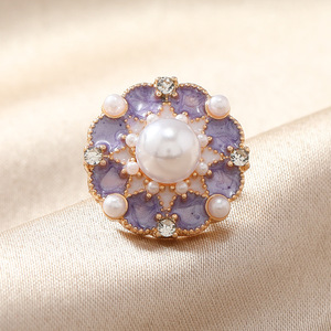 Vintage Floral imitação esmalte colar Pin Buckle para as mulheres elegante liga anti-exposição camisa pérola xale crachá chapeamento - Product Image 4