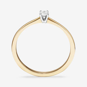 Anillos de Compromiso Solitario de Diamante Redondo en Oro de 14K con Banda de Diamantes Redondos, Anillos de Diseñador de Moda Personalizados para Chicas - Product Image 4