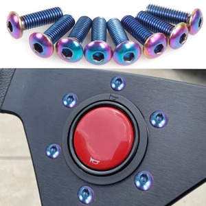 Tornillos para Volante de Coche M5X0.8, Cabeza Plana y Redonda, Azul Verde, Acero Inoxidable 304, Pernos de Fijación para Modificación de Carreras - Product Image 4
