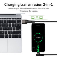 Câble de charge rapide USB vers Type-C PD 60W avec gaine en nylon et TPE, design coudé, prenant en charge la transmission de données pour iPhone et ordinateur portable