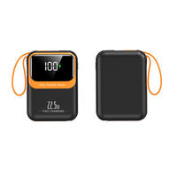Batterie externe compacte et portable à charge rapide au lithium-ion avec câble intégré, capacité 10000 mAh