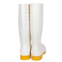 Bottes de sécurité anti-choc en PVC avec embout et plaque en acier, modèle 801 OEM, semelle blanche et jaune, pour travaux agricoles et de construction