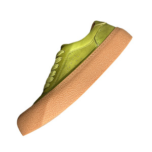 Genuine <b>Leather</b> Casual <b>Sneakers</b> Green Thick Sole Mid Heel Breathable Sporty Men's Shoes - Product Image 5