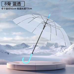 Parapluie droit classique transparent en PVC personnalisé avec logo, parapluie publicitaire de haute qualité - Product Image 3