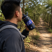 Bouteille d'eau isotherme en acier inoxydable avec logo personnalisé, 50 oz, 67 oz, grande capacité, thermos avec poignée pour les voyages en plein air