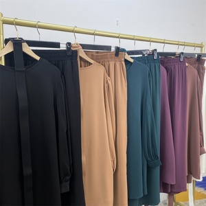 2335+9003 #   Ensembles modestes Nida 2 pièces, costumes turcs pour femmes, robe Abaya de couleur unie, haut et pantalon avec poches et ceinture - Product Image 6