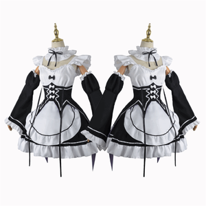 Disfraz de Anime Lolita de la Personaje <span class=keywords><strong>Rem</strong></span> de Diferentes Mundos desde Cero, Uniforme de Sirvienta para <span class=keywords><strong>Cosplay</strong></span>, en Oferta - Product Image 1
