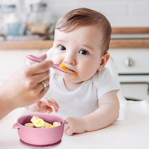 아기 유아 실리콘 흡입 식품 보관 그릇 숟가락 식기 세척기 전자 레인지 안전 수유 세트 - Product Image 6