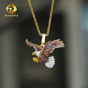 Zuanfa-Colgante de águila de Hip Hop, joyería elegante, diseño único, pintura de esmalte chapado en oro, Charm