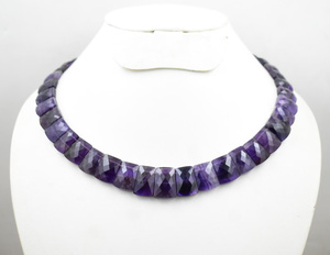 Purple Gemstone <b>Statement</b> Necklace Healing Amethyst Crystal Choker February Birthstone <b>Jewelry</b> - Product Image 3