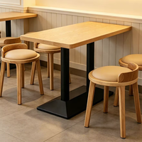 Modernes Minimalistisches Café-Stil Tisch-Stuhl-Set Japanischer Bistro-Stil Massivholz Runde Esszimmerstühle Fast-Food-Laden Kleiner Hocker
