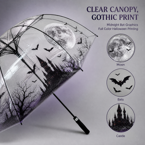 Parapluie transparent LEAMI pour Halloween, motif citrouille, fantôme, château, parapluie de pluie transparent pour adultes, fête - Product Image 3
