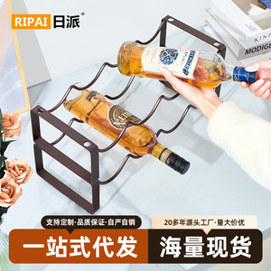 ชั้นวางไวน์ริปายทรงสี่เหลี่ยมผืนผ้า สีกาแฟ เหล็กดัด ทนทาน สำหรับจัดเก็บในงานปาร์ตี้ - Product Image 4