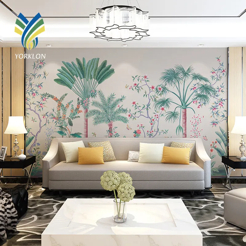 Natural Scenery Grass Cloth Flowered Decor House Wallpapers Wall coating Hotel Living Room Mural 3D Home Decoration Wall paper